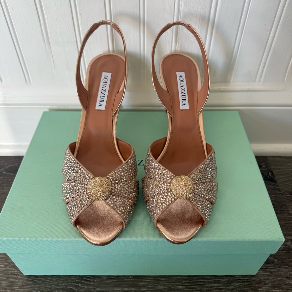 ❗️SOLD❗️AQUAZZURA Italian Flirt 75 embellished leather sandals - Picture 3 of 11